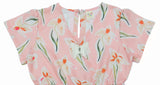 Clothefunn Girls Floral Printed Frock, Peach Floral AOP