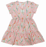 Clothefunn Girls Floral Printed Frock, Peach Floral AOP