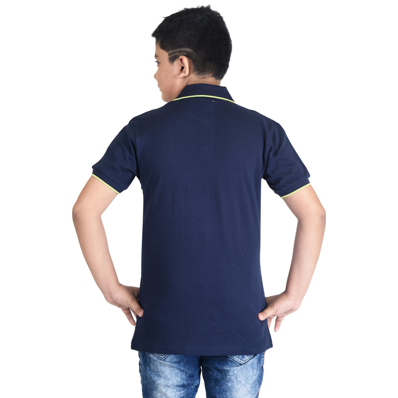 Clothe Funn Boys Polo T-Shirt, Navy (Stripes)