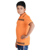 Clothe Funn Boys Polo T-Shirt, Orange (Stripes)