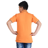 Clothe Funn Boys Polo T-Shirt, Orange (Stripes)
