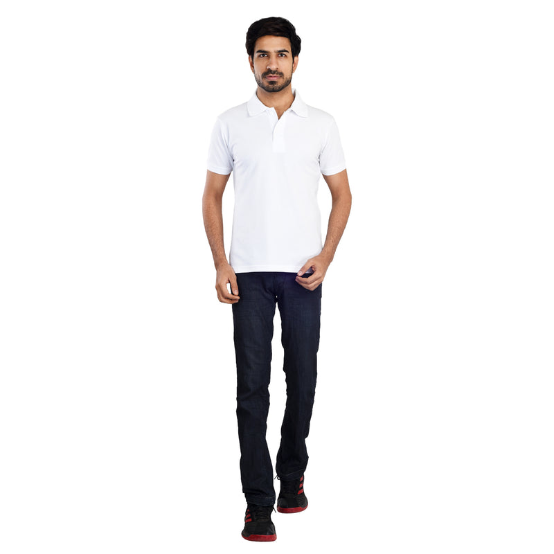 Clothe Funn Men's Polo T-Shirt, White