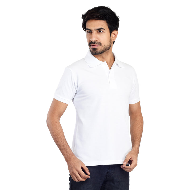 Clothe Funn Men's Polo T-Shirt, White