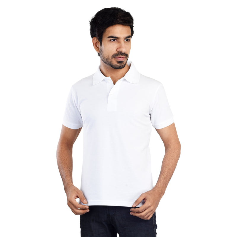 Clothe Funn Men's Polo T-Shirt, White