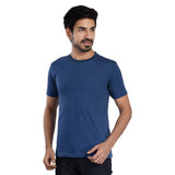 Clothe Funn Men's Round Neck Regular Fit, T-Shirt, Blue Melange