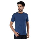 Clothe Funn Men's Round Neck Regular Fit, T-Shirt, Blue Melange