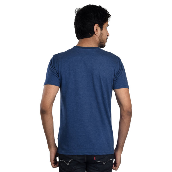 Clothe Funn Men's Round Neck Regular Fit, T-Shirt, Blue Melange