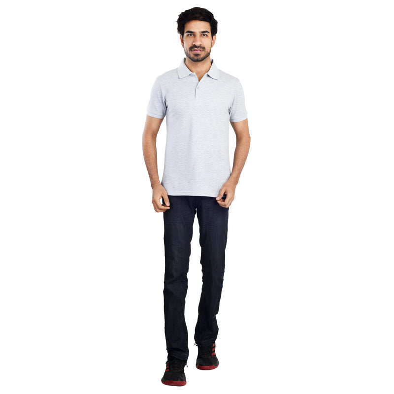 Clothe Funn Men's Polo T-Shirt, Grey Melange