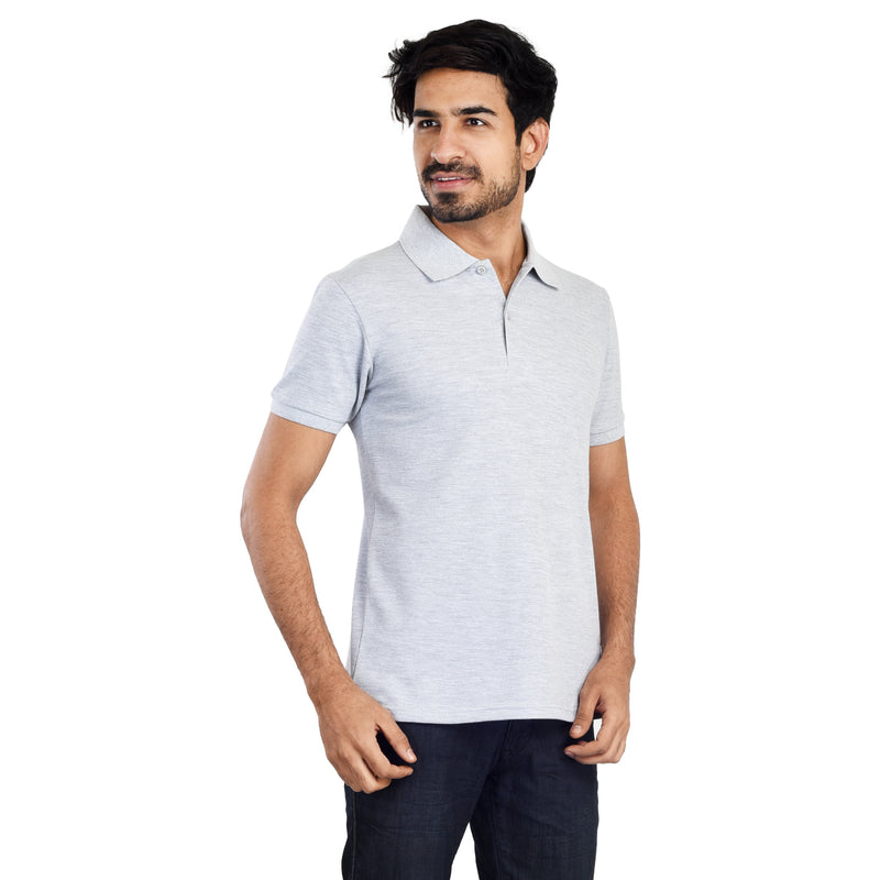 Clothe Funn Men's Polo T-Shirt, Grey Melange