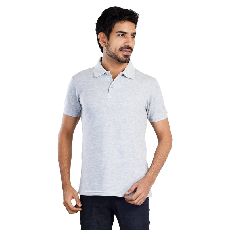 Clothe Funn Men's Polo T-Shirt, Grey Melange