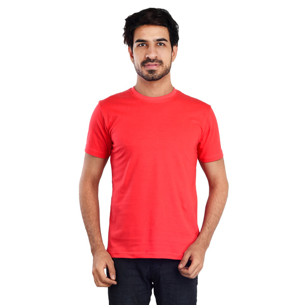 Clothe Funn Men's Round Neck Regular Fit, T-Shirt, Coral