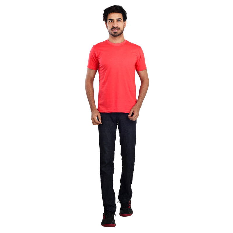 Clothe Funn Men's Round Neck Regular Fit, T-Shirt, Coral