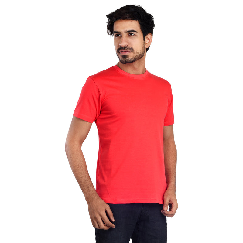 Clothe Funn Men's Round Neck Regular Fit, T-Shirt, Coral