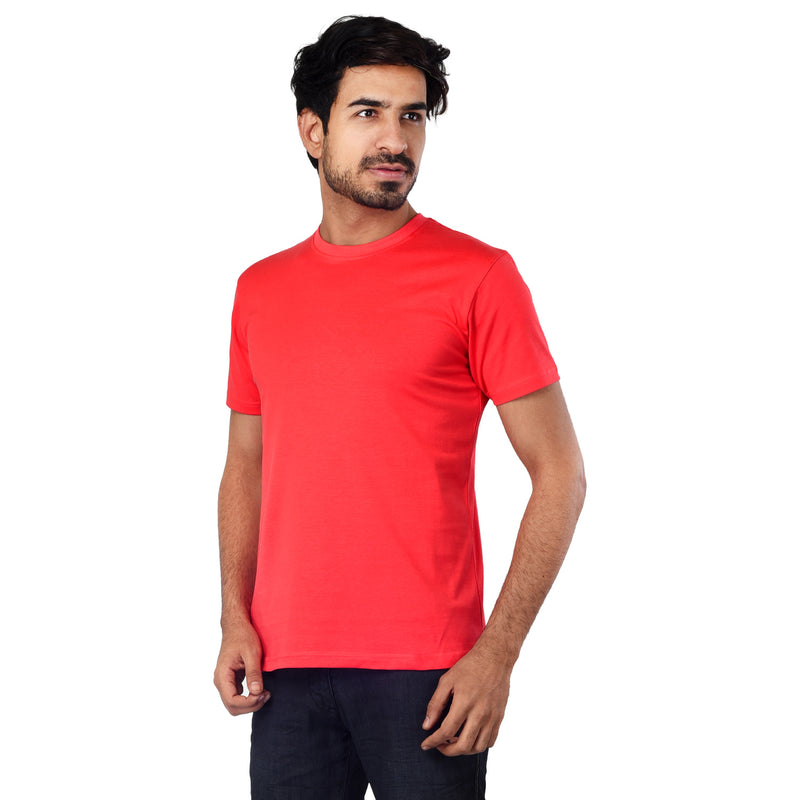 Clothe Funn Men's Round Neck Regular Fit, T-Shirt, Coral
