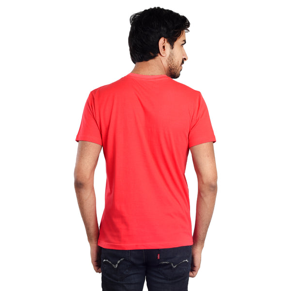 Clothe Funn Men's Round Neck Regular Fit, T-Shirt, Coral