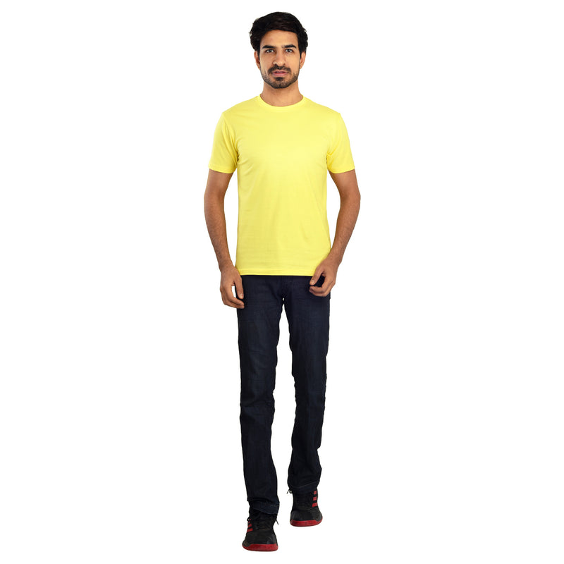 Clothe Funn Men's Round Neck Regular Fit, T-Shirt, Lemon