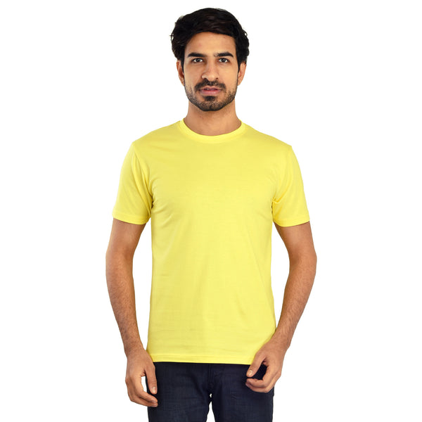 Clothe Funn Men's Round Neck Regular Fit, T-Shirt, Lemon