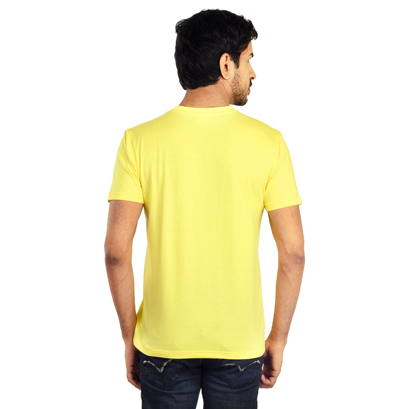 Clothe Funn Men's Round Neck Regular Fit, T-Shirt, Lemon
