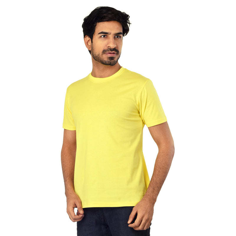 Clothe Funn Men's Round Neck Regular Fit, T-Shirt, Lemon
