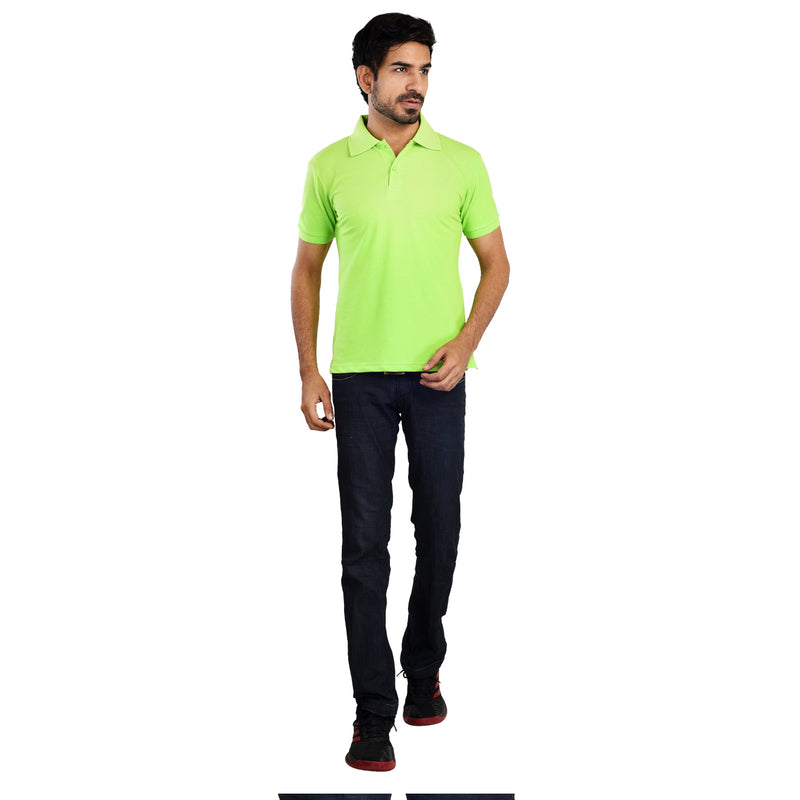 Clothe Funn Men's Polo T-Shirt, Lime Green