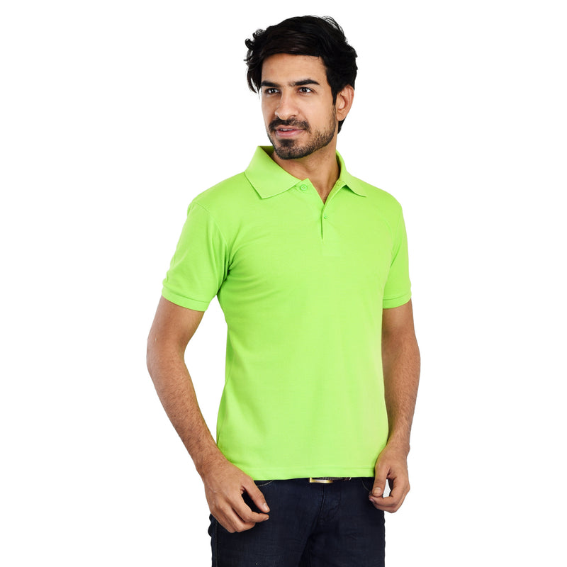 Clothe Funn Men's Polo T-Shirt, Lime Green