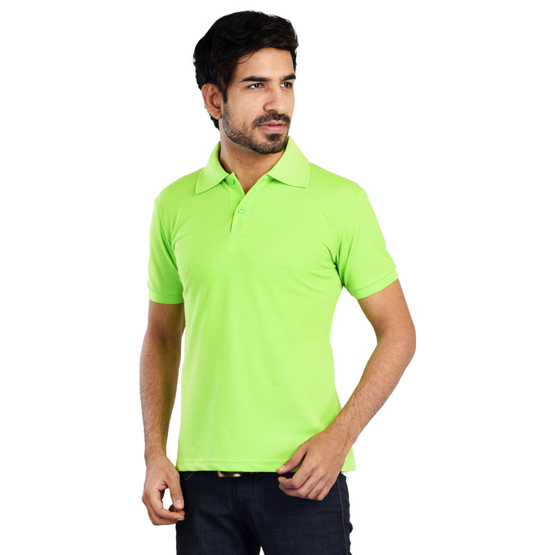 Clothe Funn Men's Polo T-Shirt, Lime Green