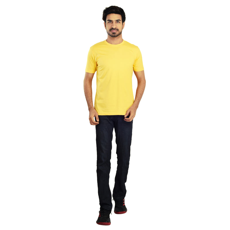 Clothe Funn Men's Round Neck Regular Fit, T-Shirt, Yellow
