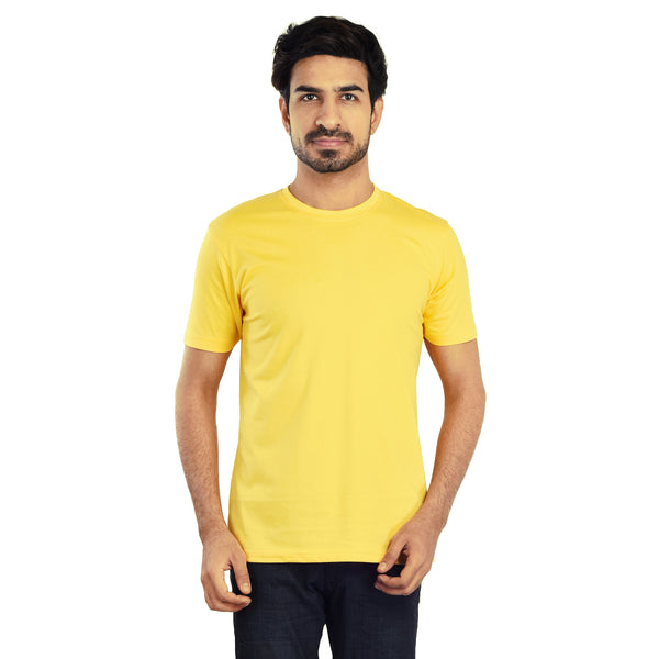 Clothe Funn Men's Round Neck Regular Fit, T-Shirt, Yellow