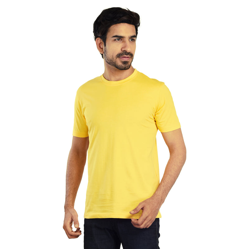 Clothe Funn Men's Round Neck Regular Fit, T-Shirt, Yellow