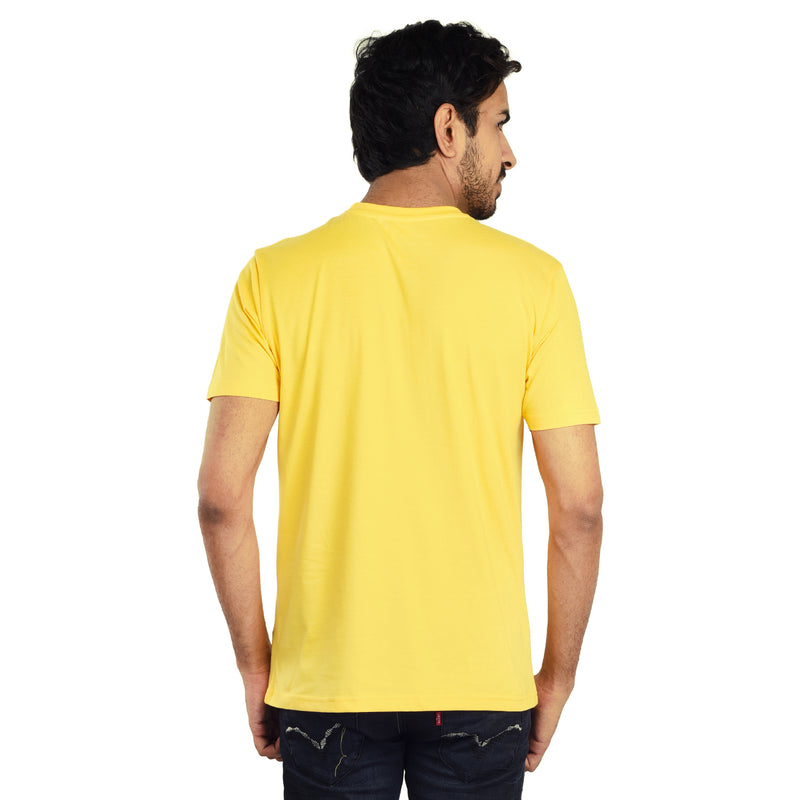 Clothe Funn Men's Round Neck Regular Fit, T-Shirt, Yellow
