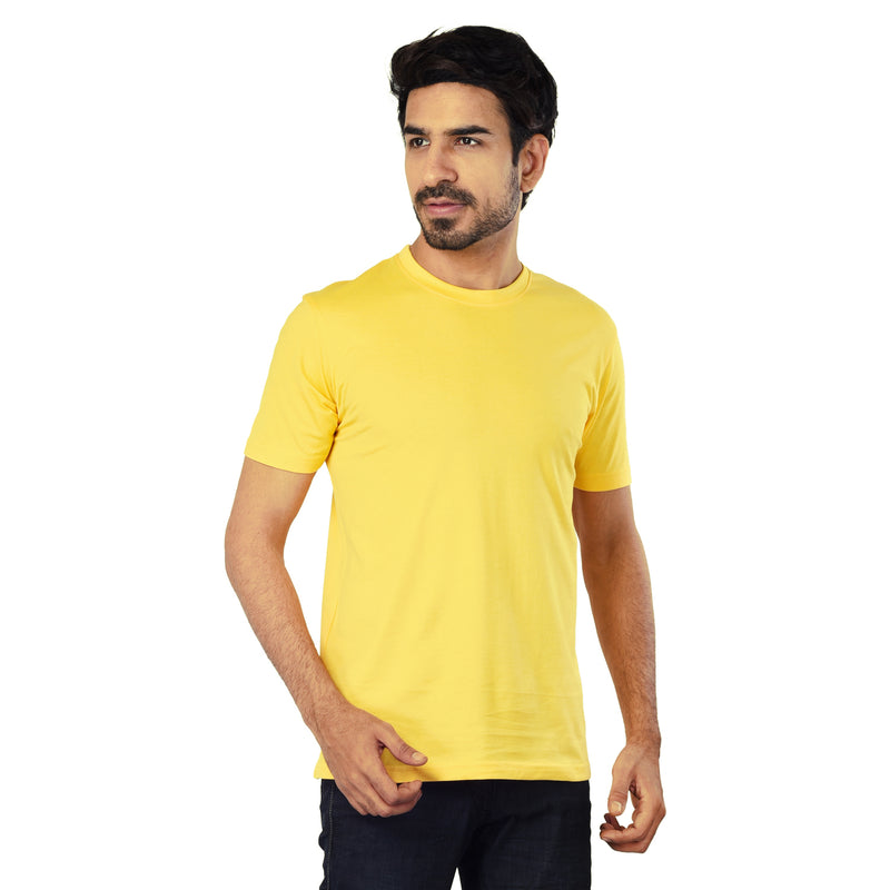 Clothe Funn Men's Round Neck Regular Fit, T-Shirt, Yellow