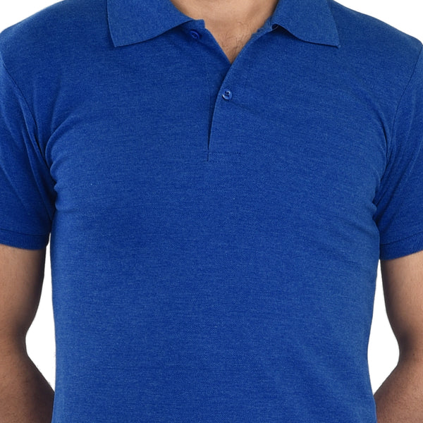 Clothe Funn Men's Polo T-Shirt, Royal Blue Melange