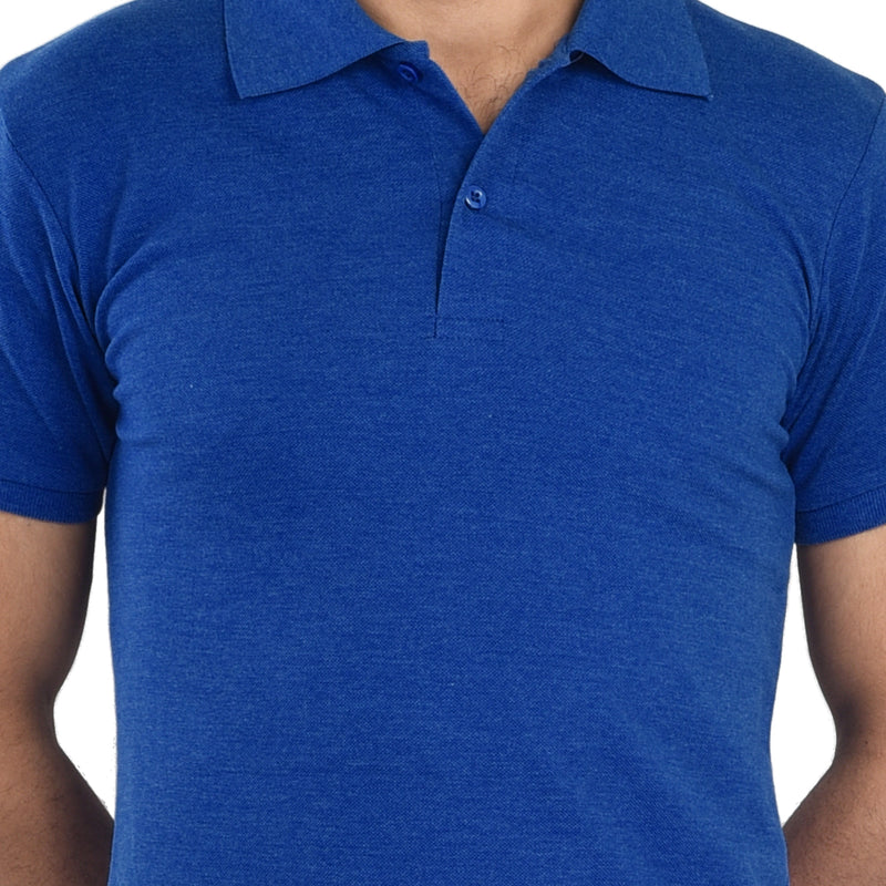 Clothe Funn Men's Polo T-Shirt, Royal Blue Melange