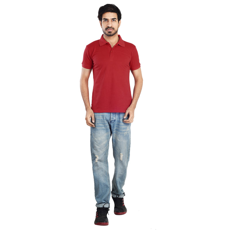 Clothe Funn Men's Polo T-Shirt, Red