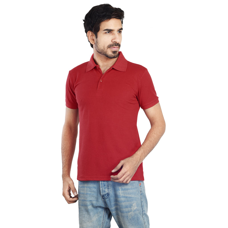 Clothe Funn Men's Polo T-Shirt, Red