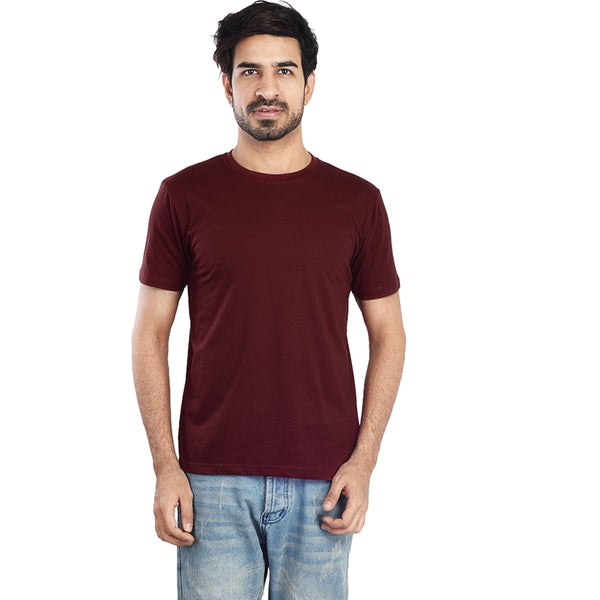Clothe Funn Men's Round Neck Regular Fit, T-Shirt, Wine