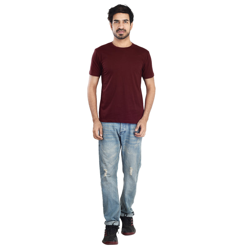 Clothe Funn Men's Round Neck Regular Fit, T-Shirt, Wine