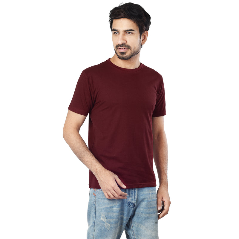 Clothe Funn Men's Round Neck Regular Fit, T-Shirt, Wine