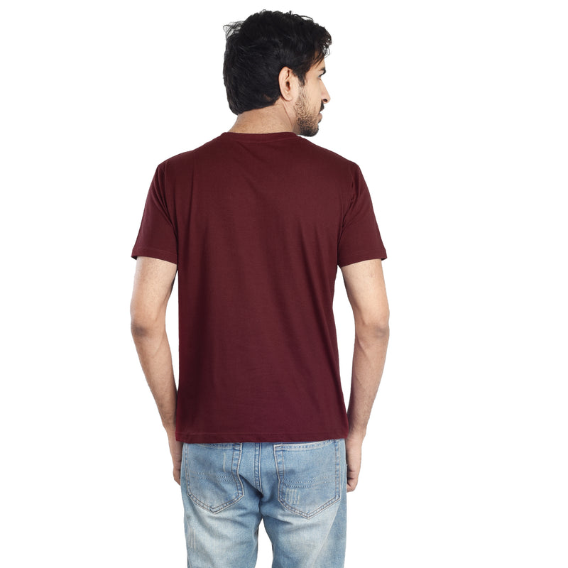 Clothe Funn Men's Round Neck Regular Fit, T-Shirt, Wine