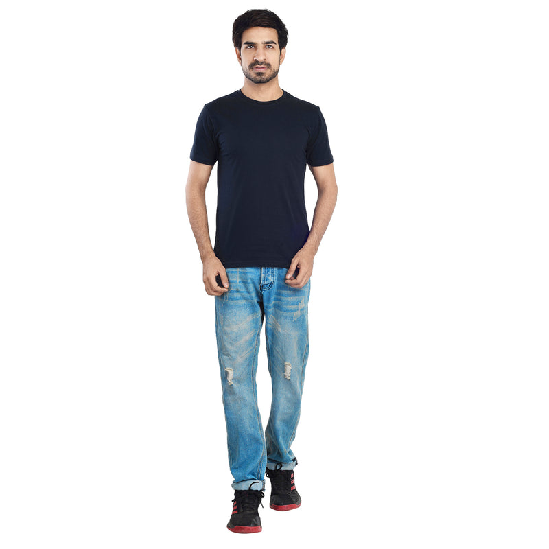 Clothe Funn Men's Round Neck Regular Fit, T-Shirt, Navy