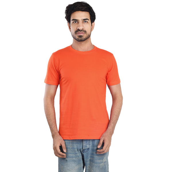 Clothe Funn Men's Round Neck Regular Fit, T-Shirt, Orange