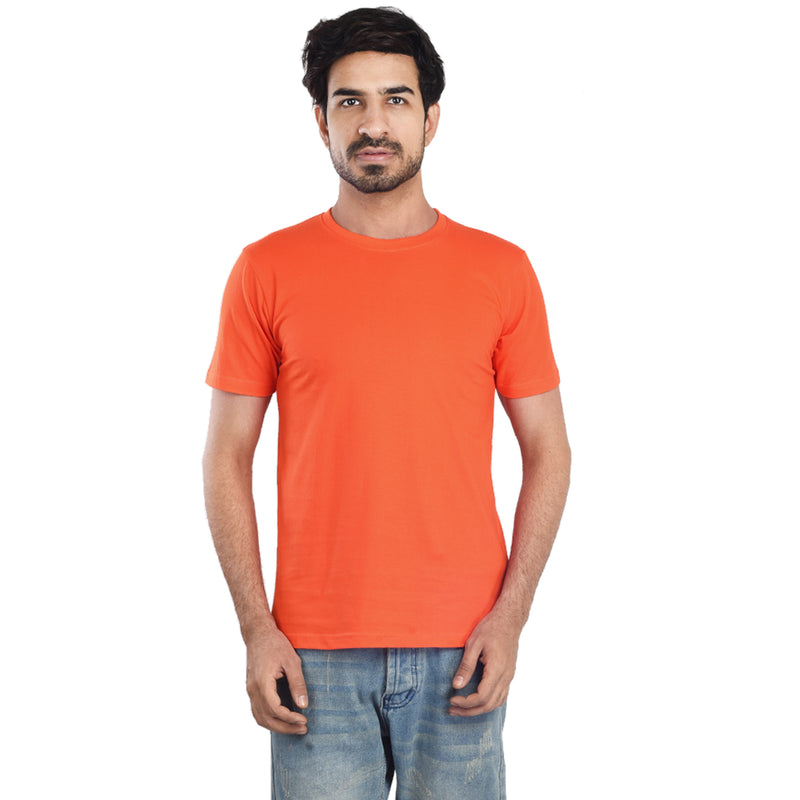 Clothe Funn Men's Round Neck Regular Fit, T-Shirt, Orange