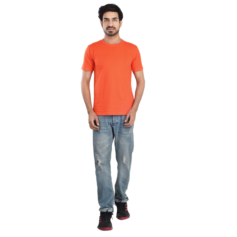Clothe Funn Men's Round Neck Regular Fit, T-Shirt, Orange