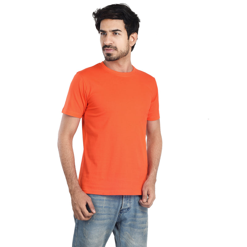 Clothe Funn Men's Round Neck Regular Fit, T-Shirt, Orange