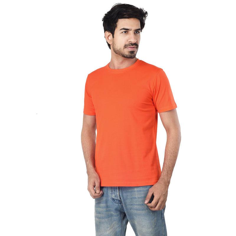 Clothe Funn Men's Round Neck Regular Fit, T-Shirt, Orange