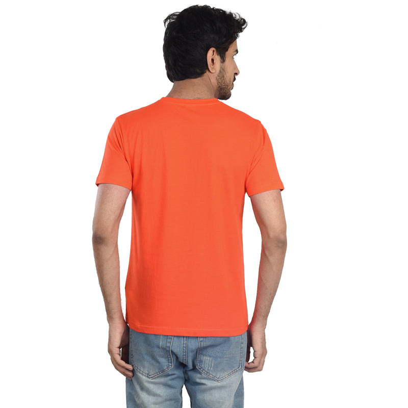 Clothe Funn Men's Round Neck Regular Fit, T-Shirt, Orange