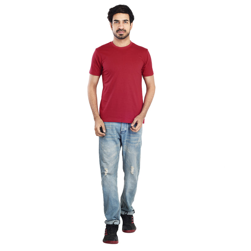 Clothe Funn Men's Round Neck Regular Fit, T-Shirt, Maroon