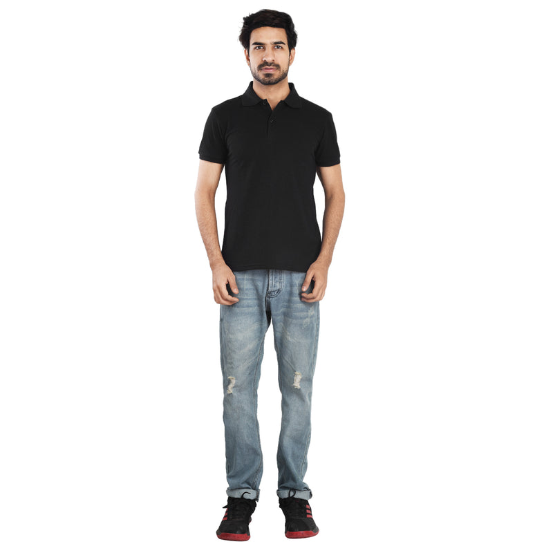 Clothe Funn Men's Polo T-Shirt, Black