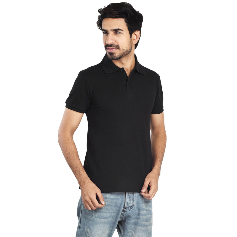 Clothe Funn Men's Polo T-Shirt, Black