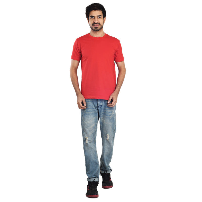 Clothe Funn Men's Round Neck Regular Fit, T-Shirt, Red